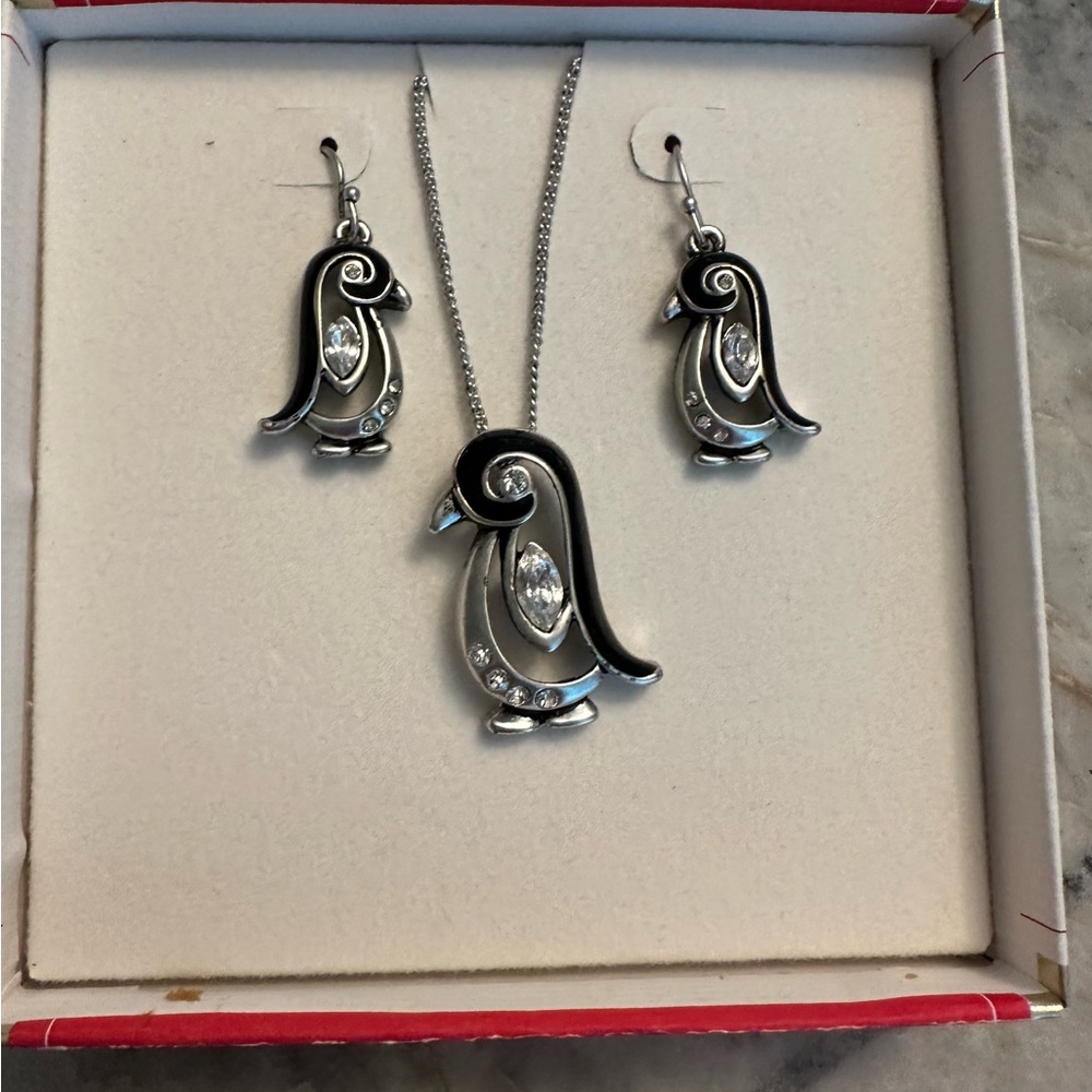 Penguin necklace and earring set